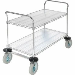 Nexel® Chrome Wire Shelf Instrument Cart w/2 Shelves, 1200 Ib. Capacity, 48"L x 24"W x 44"H -Utility Carts Elegant store 188782 07