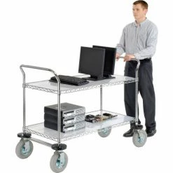 Nexel® Chrome Wire Shelf Instrument Cart w/2 Shelves, 1200 Ib. Capacity, 48"L x 24"W x 44"H -Utility Carts Elegant store 188782 09