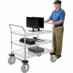 Nexel® Chrome Wire Shelf Instrument Cart w/3 Shelves, 1200 Ib. Capacity, 36"L x 24"W x 44"H -Utility Carts Elegant store 188786 04