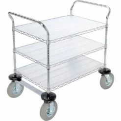 Nexel® Chrome Wire Shelf Instrument Cart w/3 Shelves, 1200 Ib. Capacity, 36"L x 24"W x 44"H -Utility Carts Elegant store 188786 05