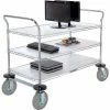 Nexel® Chrome Utility Cart w/3 Shelves & Pneumatic Casters, 1200 lb. Cap, 36"L x 18"W x 42"H