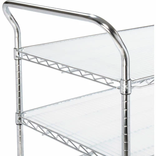 Nexel® Chrome Utility Cart w/3 Shelves & Pneumatic Casters, 1200 lb. Cap, 36"L x 21"W x 42"H 3 Nexel® Chrome Utility Cart w/3 Shelves & Pneumatic Casters, 1200 lb. Cap, 36"L x 21"W x 42"H - Image 3