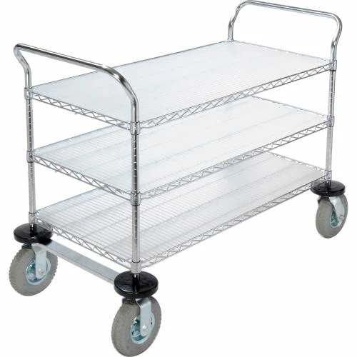 Nexel® Chrome Utility Cart w/3 Shelves & Pneumatic Casters, 1200 lb. Cap, 36"L x 21"W x 42"H 6 Nexel® Chrome Utility Cart w/3 Shelves & Pneumatic Casters, 1200 lb. Cap, 36"L x 21"W x 42"H - Image 6