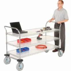 Nexel® Chrome Wire Shelf Instrument Cart w/3 Shelves, 1200 Ib. Capacity, 60"L x 24"W x 44"H -Utility Carts Elegant store 188790 03