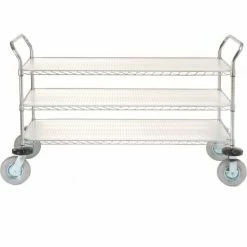 Nexel® Chrome Wire Shelf Instrument Cart w/3 Shelves, 1200 Ib. Capacity, 60"L x 24"W x 44"H -Utility Carts Elegant store 188790 04