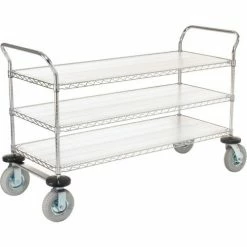 Nexel® Chrome Wire Shelf Instrument Cart w/3 Shelves, 1200 Ib. Capacity, 60"L x 24"W x 44"H -Utility Carts Elegant store 188790 09