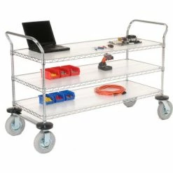 Nexel® Chrome Wire Shelf Instrument Cart w/3 Shelves, 1200 Ib. Capacity, 60"L x 24"W x 44"H -Utility Carts Elegant store 188790 10