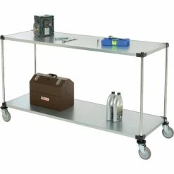 Nexel® Adjustable Shelf Cart w/2 Shelves, 800 lb. Capacity, 72"L x 24"W x 40"H, Silver -Utility Carts Elegant store 188886 05