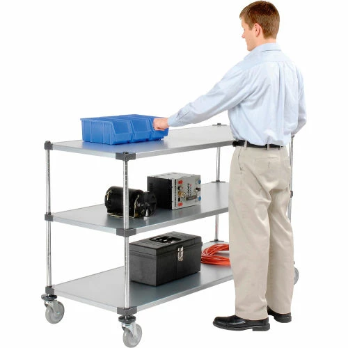 Nexel® Adjustable Shelf Cart w/3 Shelves, 800 Ib. Capacity, 60"L x 24"W x 40"H 2 Nexel® Adjustable Shelf Cart w/3 Shelves, 800 Ib. Capacity, 60"L x 24"W x 40"H - Image 2