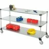 Nexel® Adjustable Shelf Cart w/3 Shelves, 800 lb. Capacity, 72"L x 24"W x 40"H, Silver