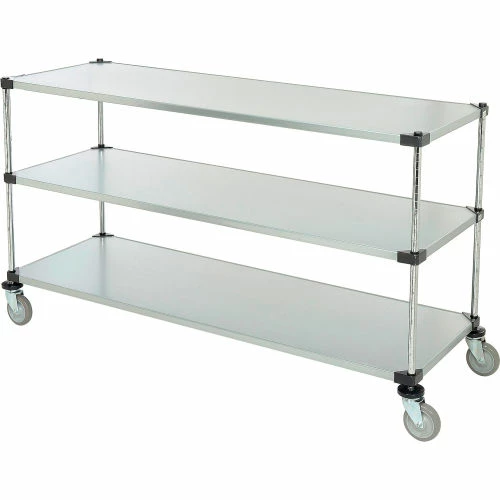 Nexel® Adjustable Shelf Cart w/3 Shelves, 800 lb. Capacity, 72"L x 24"W x 40"H, Silver 2 Nexel® Adjustable Shelf Cart w/3 Shelves, 800 lb. Capacity, 72"L x 24"W x 40"H, Silver - Image 2