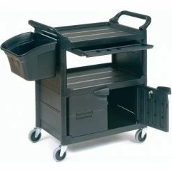 Rubbermaid® Plastic Instrument Cart, 200 lb. Capacity, 33-5/8"L x 18-5/8"W x 37-3/4"H, Black -Utility Carts Elegant store 241297