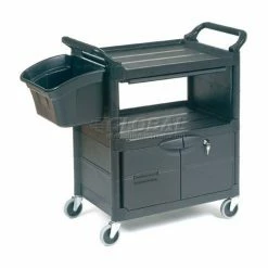 Rubbermaid® Plastic Instrument Cart, 200 lb. Capacity, 33-5/8"L x 18-5/8"W x 37-3/4"H, Black -Utility Carts Elegant store 241297 01