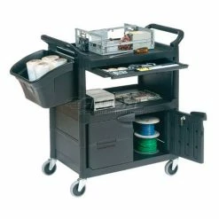 Rubbermaid® Plastic Instrument Cart, 200 lb. Capacity, 33-5/8"L x 18-5/8"W x 37-3/4"H, Black -Utility Carts Elegant store 241297 03
