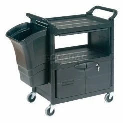 Rubbermaid® Plastic Instrument Cart, 200 lb. Capacity, 33-5/8"L x 18-5/8"W x 37-3/4"H, Black -Utility Carts Elegant store 241297 05