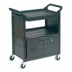 Rubbermaid® Plastic Instrument Cart, 200 lb. Capacity, 33-5/8"L x 18-5/8"W x 37-3/4"H, Black -Utility Carts Elegant store 241297 06