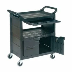 Rubbermaid® Plastic Instrument Cart, 200 lb. Capacity, 33-5/8"L x 18-5/8"W x 37-3/4"H, Black -Utility Carts Elegant store 241297 07