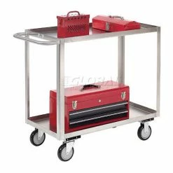 Jamco Steel Stock Cart w/2 Shelves, 1200 lb. Capacity, 36"L x 18"W x 35"H -Utility Carts Elegant store 241427 12 3