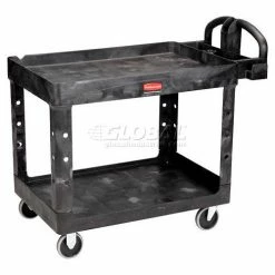 Rubbermaid® Plastic Utility Cart w/2 Shelves, 750 lb. Capacity, 54"L x 25"W x 33"H, Black
