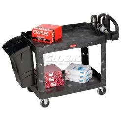Rubbermaid® Plastic Utility Cart w/2 Shelves, 750 lb. Capacity, 54"L x 25"W x 33"H, Black -Utility Carts Elegant store 241559 02 1