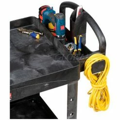 Rubbermaid® Plastic Utility Cart w/2 Shelves, 750 lb. Capacity, 54"L x 25"W x 33"H, Black -Utility Carts Elegant store 241559 05 1