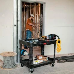 Rubbermaid® Plastic Utility Cart w/2 Shelves, 750 lb. Capacity, 54"L x 25"W x 33"H, Black -Utility Carts Elegant store 241559 13 1
