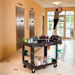 Rubbermaid® Plastic Utility Cart w/2 Shelves, 750 lb. Capacity, 54"L x 25"W x 33"H, Black -Utility Carts Elegant store 241559 14 1