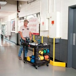 Rubbermaid® Plastic Utility Cart w/2 Shelves, 750 lb. Capacity, 54"L x 25"W x 33"H, Black -Utility Carts Elegant store 241559 15 1