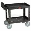 Rubbermaid® Plastic Utility Cart w/2 Shelves, 500 lb. Capacity, 44"L x 25"W x 36"H, Black