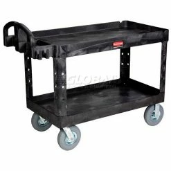 Rubbermaid® Plastic Utility Cart w/2 Shelves, 750 lb. Capacity, 54"L x 25"W x 36"H, Black