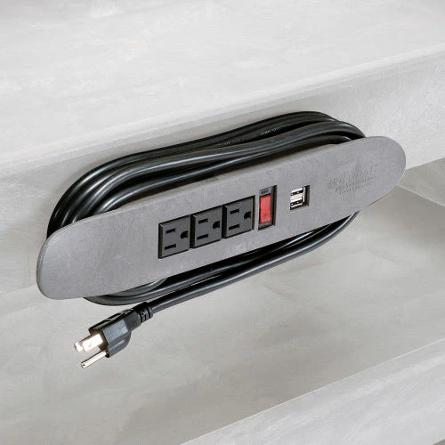 Global Industrial Power Strip for Plastic Carts w/3 Outlets, 14"L x 2"W x 2"H, Black 1 Global Industrial Power Strip for Plastic Carts w/3 Outlets, 14"L x 2"W x 2"H, Black