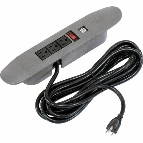 Global Industrial Power Strip for Plastic Carts w/3 Outlets, 14"L x 2"W x 2"H, Black 3 Global Industrial Power Strip for Plastic Carts w/3 Outlets, 14"L x 2"W x 2"H, Black - Image 3