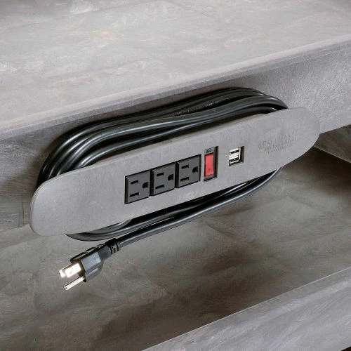 Global Industrial Power Strip for Plastic Carts w/3 Outlets, 14"L x 2"W x 2"H, Black 4 Global Industrial Power Strip for Plastic Carts w/3 Outlets, 14"L x 2"W x 2"H, Black - Image 4