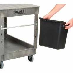 Global Industrial™ Waste Container w/Mount Bar, 14"L x 10"W x 19"H, Black -Utility Carts Elegant store 241678 03