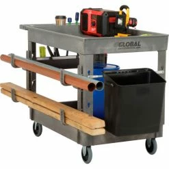 Global Industrial™ Waste Container w/Mount Bar, 14"L x 10"W x 19"H, Black -Utility Carts Elegant store 241678 04