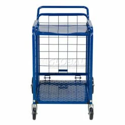 Global Industrial Fold-A-Way Stock Cart w/2 Shelves, 750 lb. Cap, 38"L x 28"W x 39"H, Blue -Utility Carts Elegant store 242026 02