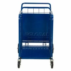 Global Industrial Fold-A-Way Stock Cart w/2 Shelves, 750 lb. Cap, 38"L x 28"W x 39"H, Blue -Utility Carts Elegant store 242026 03