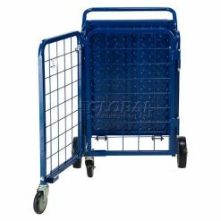 Global Industrial Fold-A-Way Stock Cart w/2 Shelves, 750 lb. Cap, 38"L x 28"W x 39"H, Blue -Utility Carts Elegant store 242026 06