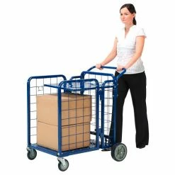 Global Industrial Fold-A-Way Stock Cart w/2 Shelves, 750 lb. Cap, 38"L x 28"W x 39"H, Blue -Utility Carts Elegant store 242026 18