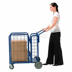 Global Industrial Fold-A-Way Stock Cart w/2 Shelves, 750 lb. Cap, 38"L x 28"W x 39"H, Blue -Utility Carts Elegant store 242026 19