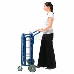 Global Industrial Fold-A-Way Stock Cart w/2 Shelves, 750 lb. Cap, 38"L x 28"W x 39"H, Blue -Utility Carts Elegant store 242026 21