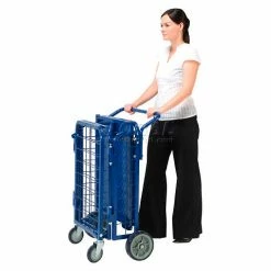 Global Industrial Fold-A-Way Stock Cart w/2 Shelves, 750 lb. Cap, 38"L x 28"W x 39"H, Blue -Utility Carts Elegant store 242026 22