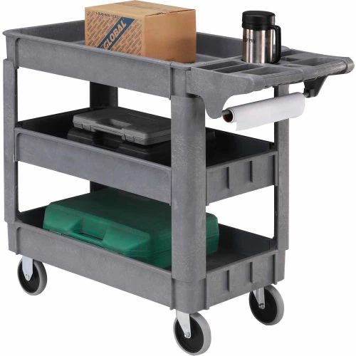 Global Industrial Utility Cart w/3 Shelves & 5" Casters, 500 lb. Capacity, 40"L x 17"W x 33"H 4 Global Industrial Utility Cart w/3 Shelves & 5" Casters, 500 lb. Capacity, 40"L x 17"W x 33"H - Image 4