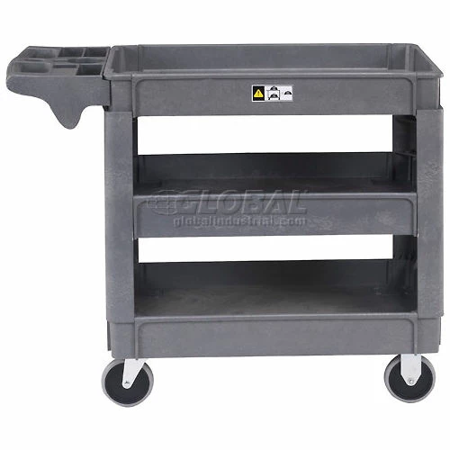 Global Industrial Utility Cart w/3 Shelves & 5" Casters, 500 lb. Capacity, 40"L x 17"W x 33"H 2 Global Industrial Utility Cart w/3 Shelves & 5" Casters, 500 lb. Capacity, 40"L x 17"W x 33"H - Image 2