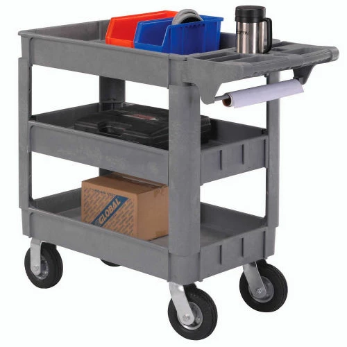 Global Industrial Utility Cart w/3 Shelves & 6" Casters, 500 lb. Capacity, 40"L x 17"W x 35"H 4 Global Industrial Utility Cart w/3 Shelves & 6" Casters, 500 lb. Capacity, 40"L x 17"W x 35"H - Image 4