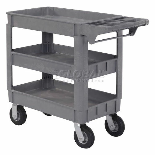 Global Industrial Utility Cart w/3 Shelves & 6" Casters, 500 lb. Capacity, 40"L x 17"W x 35"H 3 Global Industrial Utility Cart w/3 Shelves & 6" Casters, 500 lb. Capacity, 40"L x 17"W x 35"H - Image 3