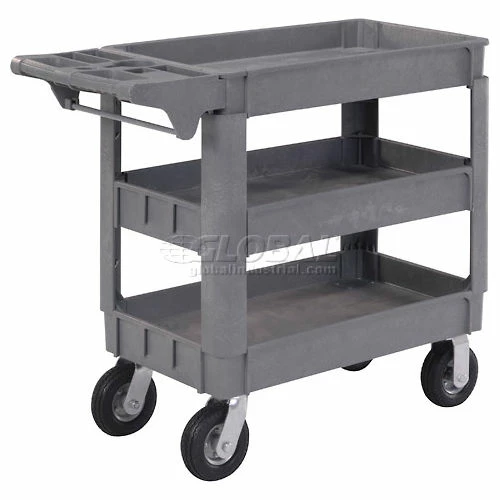 Global Industrial Utility Cart w/3 Shelves & 6" Casters, 500 lb. Capacity, 40"L x 17"W x 35"H 1 Global Industrial Utility Cart w/3 Shelves & 6" Casters, 500 lb. Capacity, 40"L x 17"W x 35"H