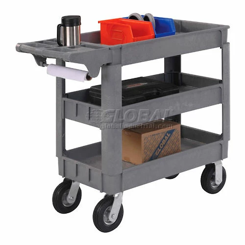 Global Industrial Utility Cart w/3 Shelves & 6" Casters, 500 lb. Capacity, 40"L x 17"W x 35"H 2 Global Industrial Utility Cart w/3 Shelves & 6" Casters, 500 lb. Capacity, 40"L x 17"W x 35"H - Image 2