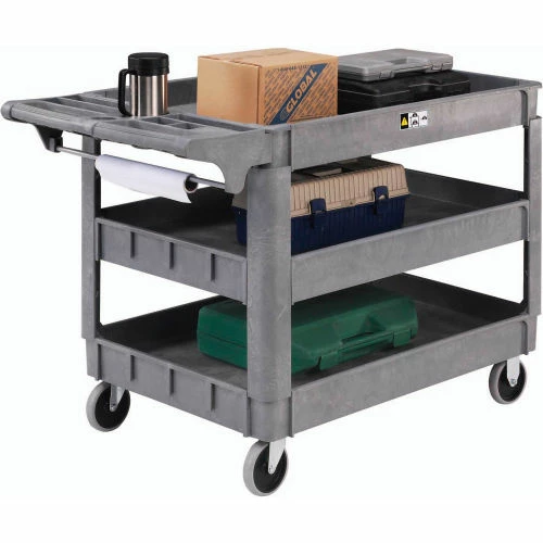 Global Industrial Utility Cart w/3 Shelves & 5" Casters, 500 lb. Capacity, 46"L x 25"W x 33"H 2 Global Industrial Utility Cart w/3 Shelves & 5" Casters, 500 lb. Capacity, 46"L x 25"W x 33"H - Image 2