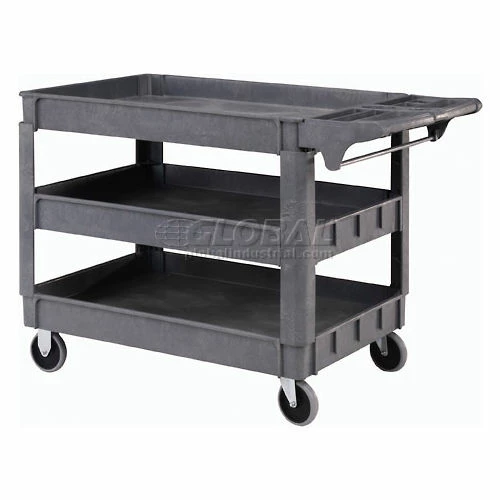 Global Industrial Utility Cart w/3 Shelves & 5" Casters, 500 lb. Capacity, 46"L x 25"W x 33"H 3 Global Industrial Utility Cart w/3 Shelves & 5" Casters, 500 lb. Capacity, 46"L x 25"W x 33"H - Image 3